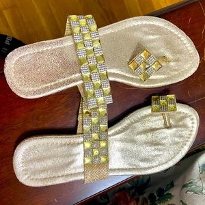 Cutest gold sparkly sandals.